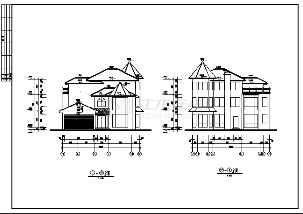 345平方米三层A型别墅建筑施工cad图，共七张-图二
