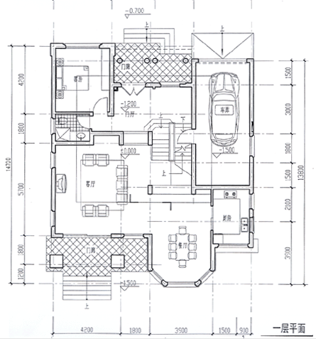四层带半地下室别墅建筑施工cad图(带效果图，共六张)-图二