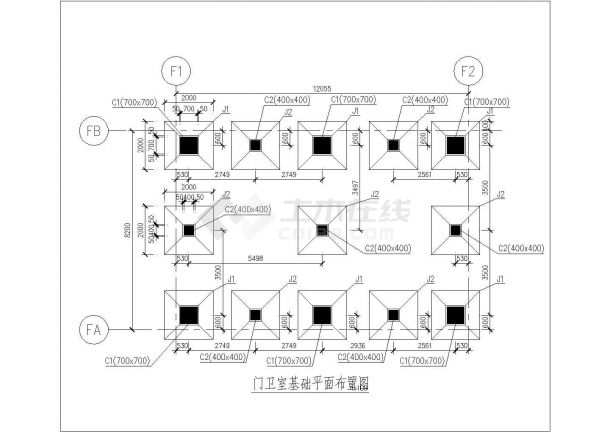 无锡市区钢结构门卫室结构全套施工cad图-图一