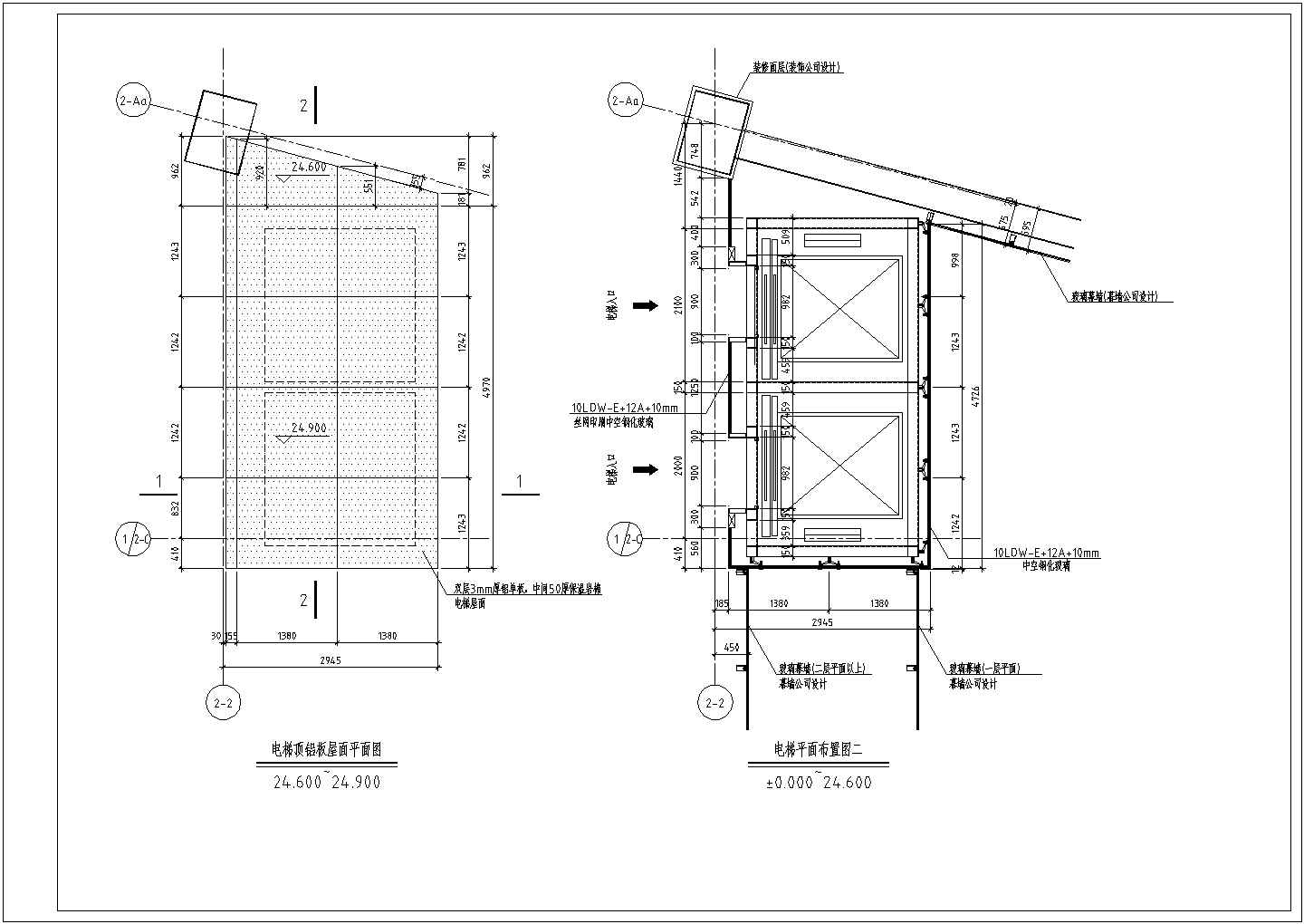 廊坊观光电梯建筑及钢结构全套施工cad图