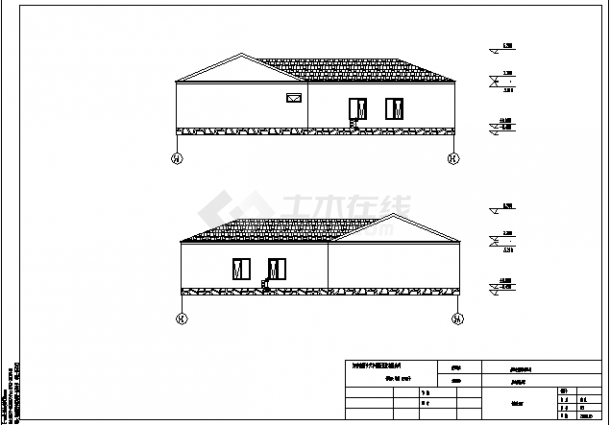 单层框架结构唐山南湖人家仿四合院全套建筑施工cad图，共十二张-图一