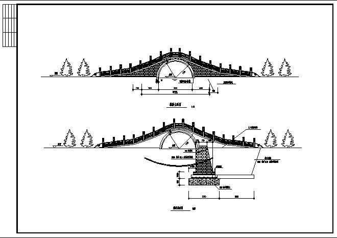 古典石桥建筑施工cad图，共七张_图1