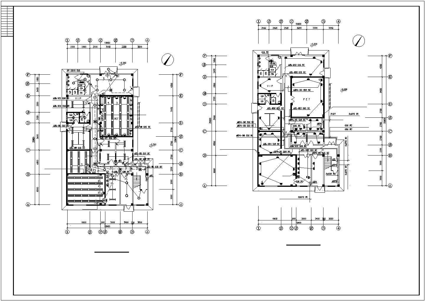 上海某眼科医院2层影像中心电气施工设计CAD图纸
