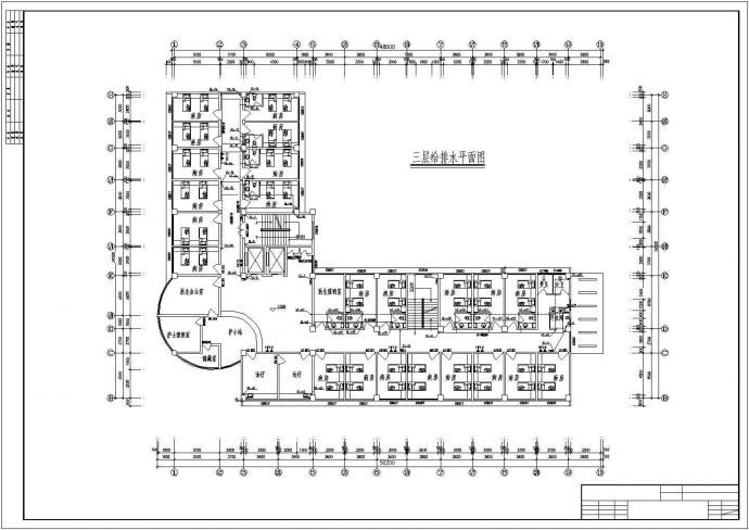 某县级医院6层L型病房综合楼全套给排水施工设计CAD图纸_图1
