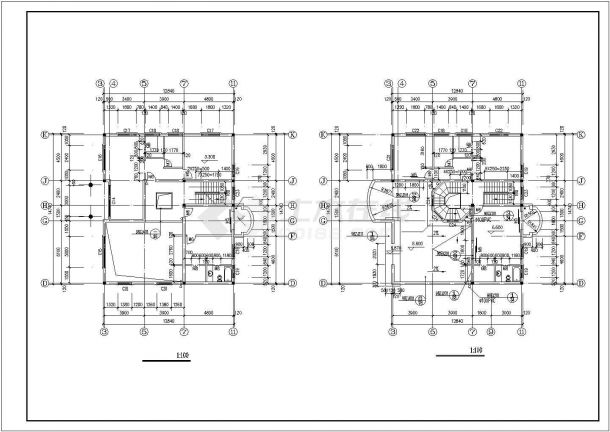 欧式私人别墅CAD建筑施工图-图二