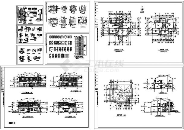 甘肃某地中海式别墅建筑结构施工CAD全套图纸-图一