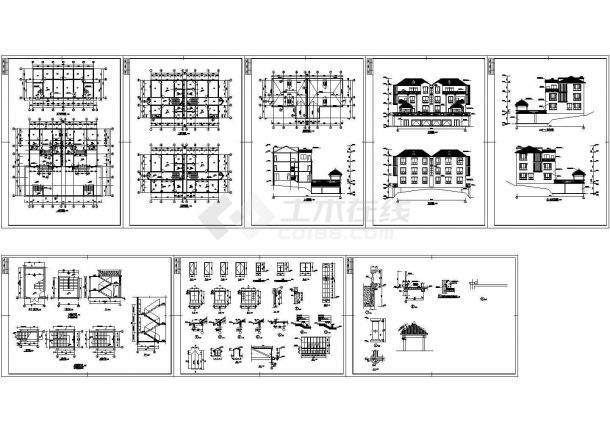 广东某豪华高档别墅建筑施工设计CAD全套图纸-图一