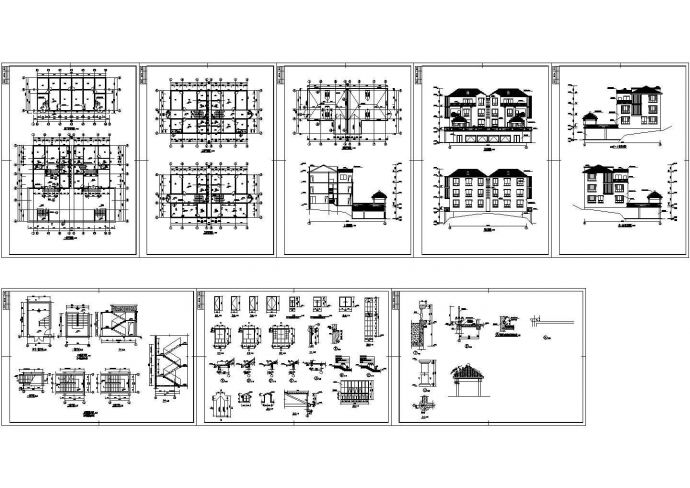 广东某豪华高档别墅建筑施工设计CAD全套图纸_图1