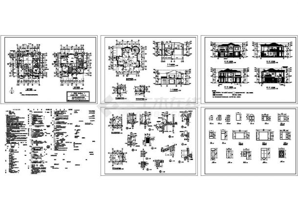 北京某多层别墅建筑施工CAD全套图纸-图一