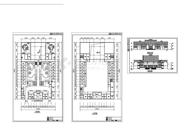 某地4亩地的古塔建筑施工设计cad图纸（含平面图，立面图）-图一