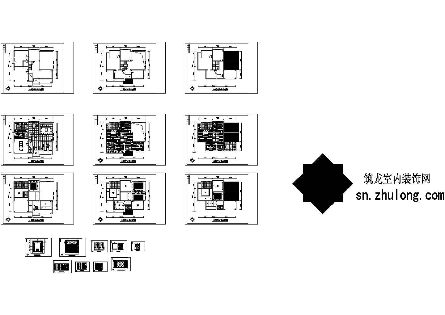 某现代中式设计三层别墅装修图