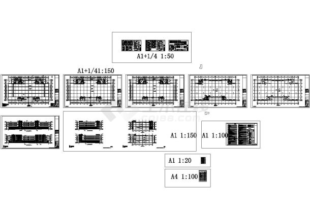 厂房设计_[重庆]三层框架结构厂房结构CAD施工图-图一