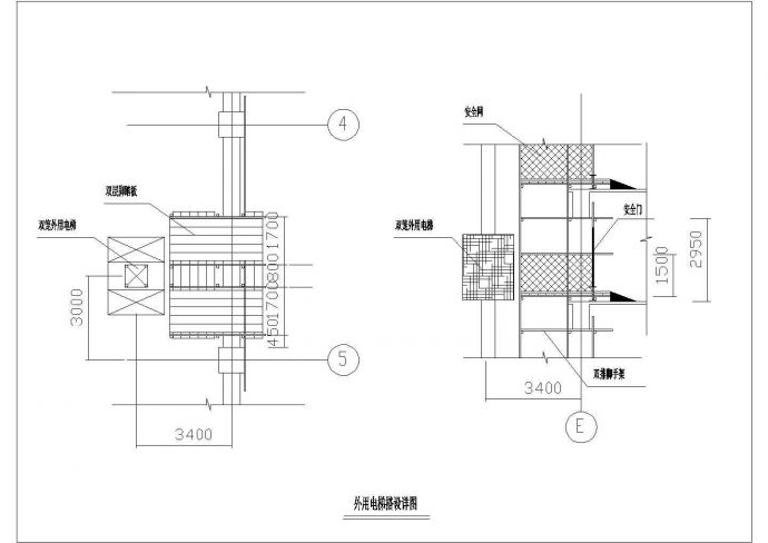 某工程建筑外用电梯搭设设计CAD参考图_图1