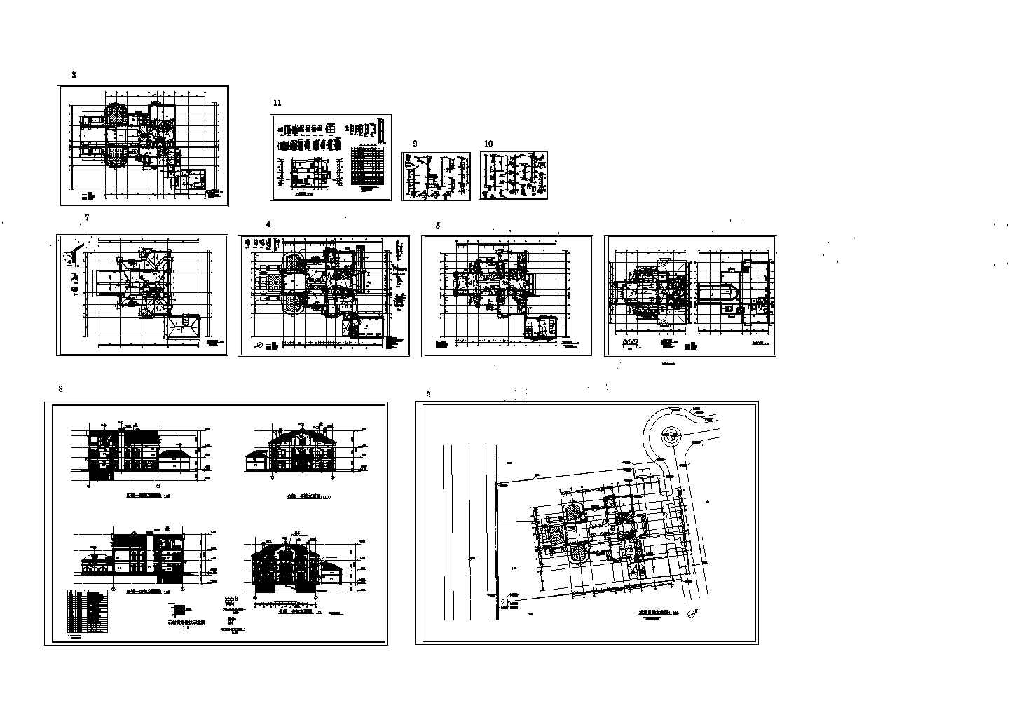 意大利风格整套独立别墅施工设计CAD图纸