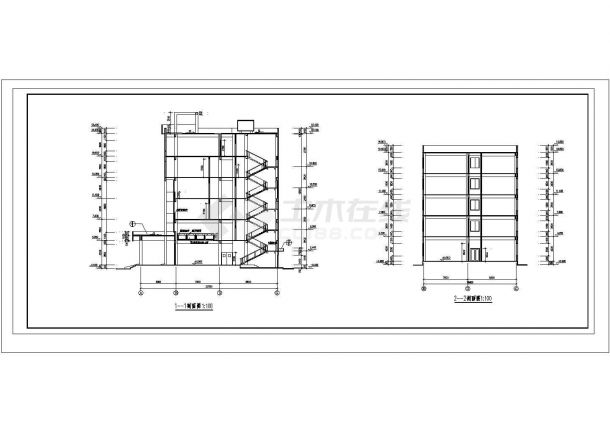 某五层砖混结构中学教学楼建筑方案CAD图（高20米）-图二