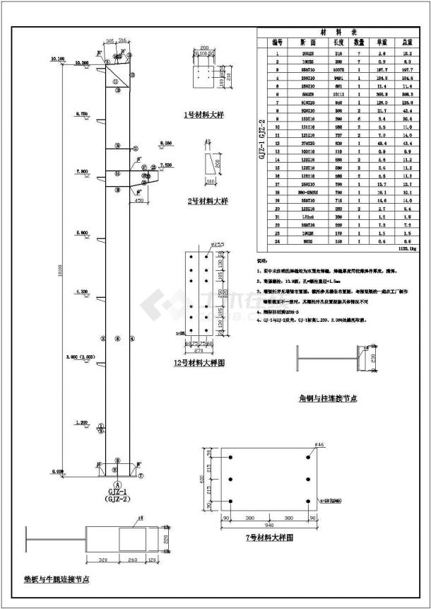 2161平米24m总跨门式刚架钢结构厂 房结施图【19个CAD文件】-图一