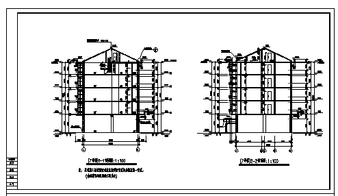 某坡屋面住宅楼建筑设计cad图(含平立面图，共四张)-图一