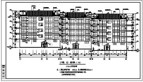 某坡屋面住宅楼建筑设计cad图(含平立面图，共四张)-图二