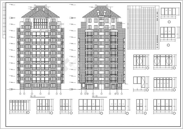 7800平米9+1层框架结构住宅楼建筑设计CAD图纸（不含地下层）-图二