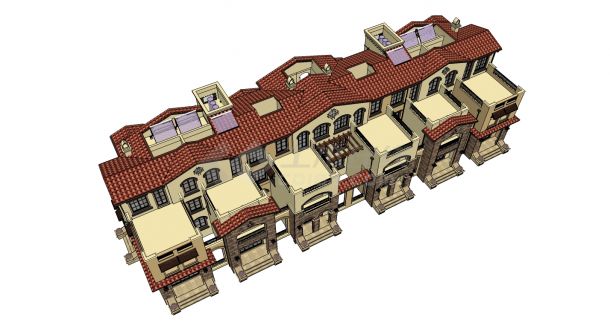 欧式地中海风格大型联排别墅建筑设计项目完整规划图-图二