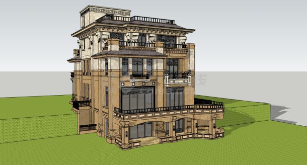 亚洲新式地中海双拼风格独栋别墅建筑设计项目规划图-图一