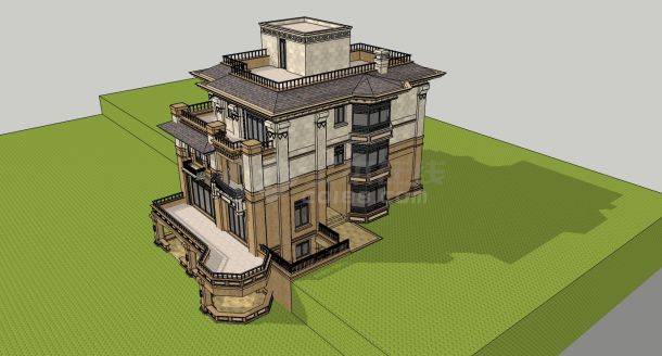 亚洲新式地中海双拼风格独栋别墅建筑设计项目规划图-图二
