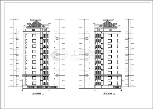 临汾市某小区6600平米11层框架结构住宅楼建筑设计CAD图纸-图一