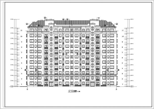 临汾市某小区6600平米11层框架结构住宅楼建筑设计CAD图纸-图二