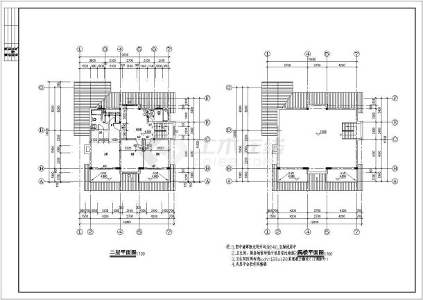 春天花园别墅全套施工设计CAD图纸-图二
