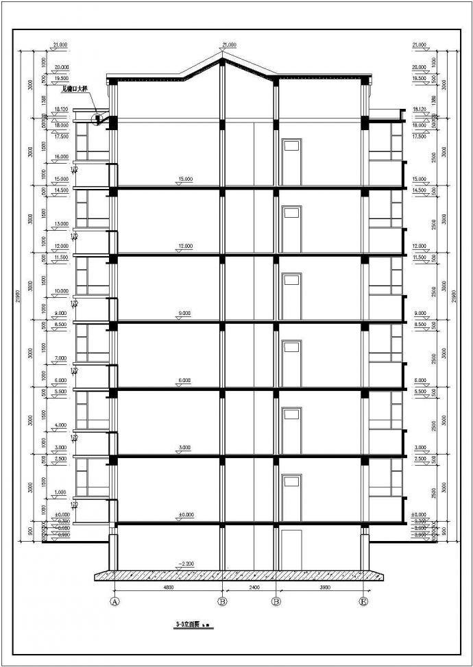 汉中市某小区9000平米7层框架结构住宅楼建筑设计CAD图纸（含阁楼）_图1