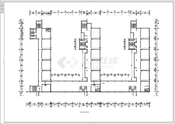 某小学五层框架结构教学楼设计cad建筑方案图（大院设计）-图二