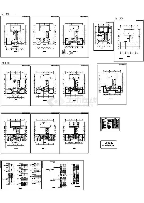 办公楼设计_三层办公楼电气施工CAD图-图一