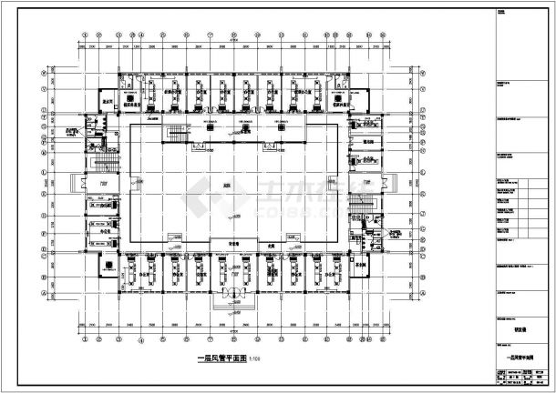 河南省某研发楼全套空调线路施工CAD图纸-图一