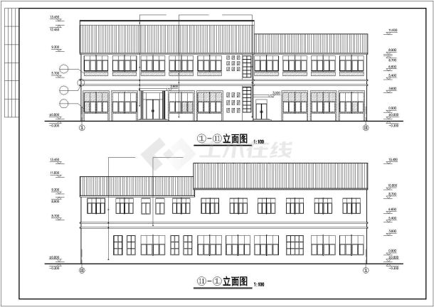 某公司850平米2层砖混结构办公楼建筑设计CAD图纸（含效果图）-图二