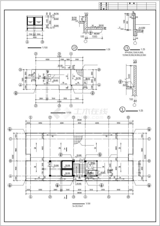 深圳某框架宿舍楼CAD建筑结构图-图二