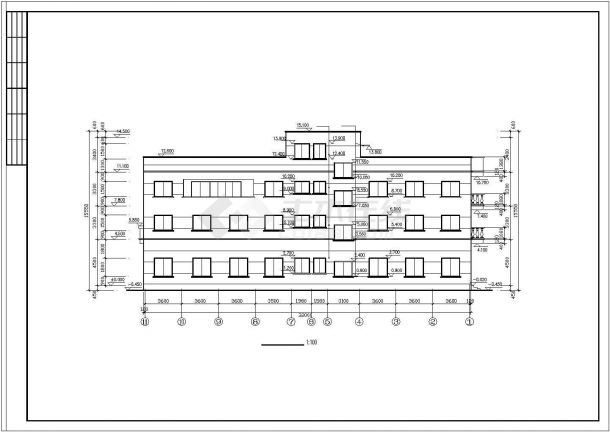 徐州市某公司占地490平米3层砖混结构办公楼建筑设计CAD图纸-图二