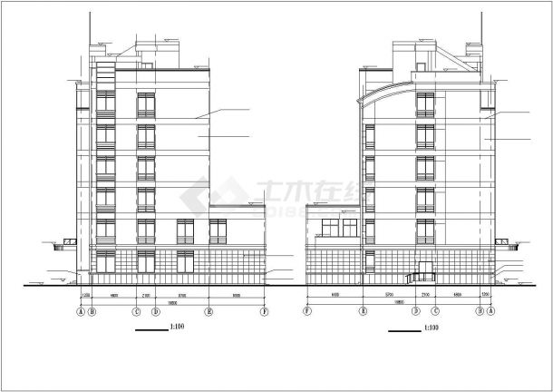 武汉市某公司4300平米7层框架结构办公楼建筑设计CAD图纸（含机房层）-图一