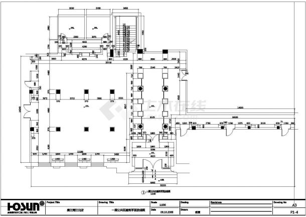 武汉赛江南大酒店一层公共区域施工设计CAD图纸-图一