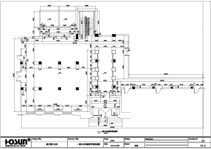 武汉赛江南大酒店一层公共区域施工设计CAD图纸_图1