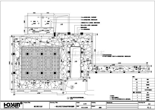 武汉赛江南大酒店一层公共区域施工设计CAD图纸-图二