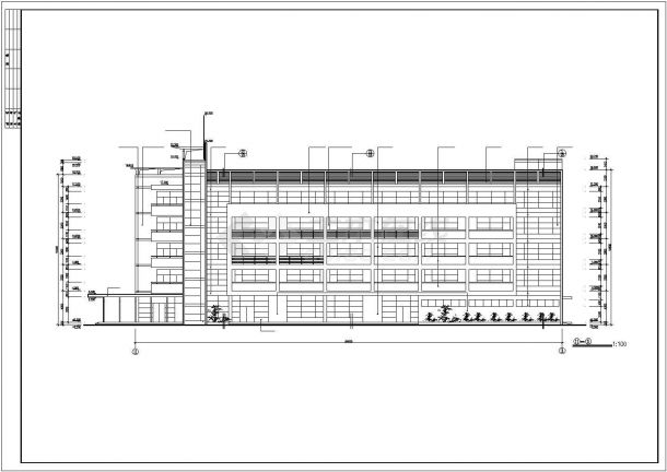某工厂2800平米五层框架结构办公楼建筑设计CAD图纸（底层为餐厅）-图一