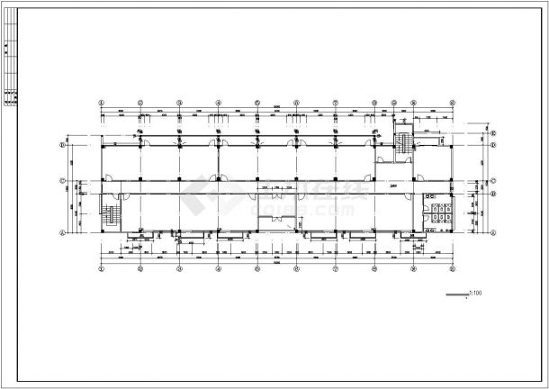 某工厂2800平米五层框架结构办公楼建筑设计CAD图纸（底层为餐厅）-图二
