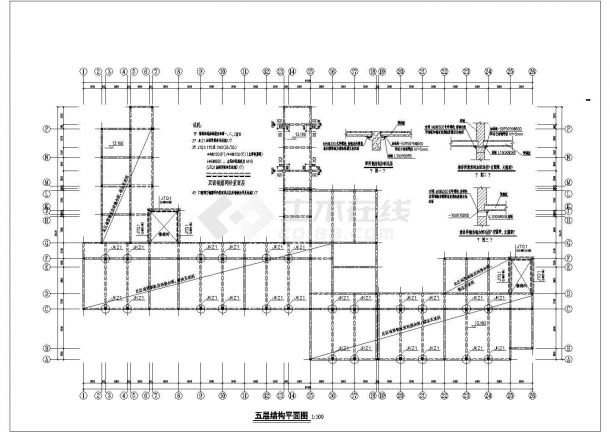五层砖混教学楼加固改造施工图CAD图-图二