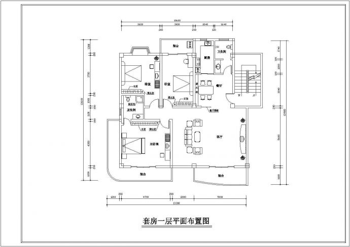 跃层户型电气系统布置CAD详细参考图_图1