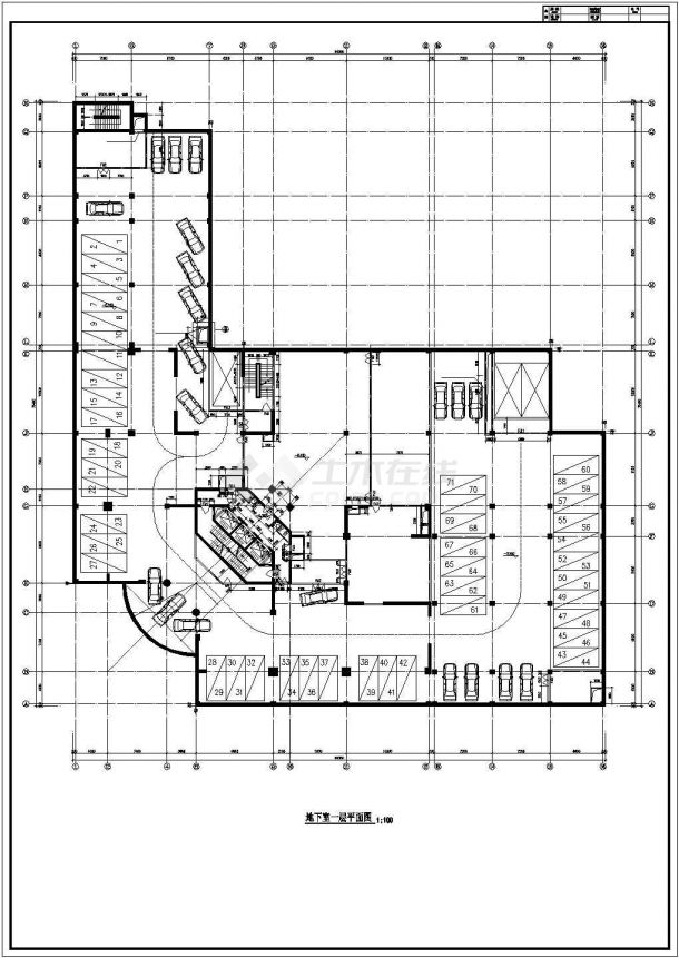 合肥市某商业街30层框架结构商业办公楼建筑设计CAD图纸（1-4层商用）-图二