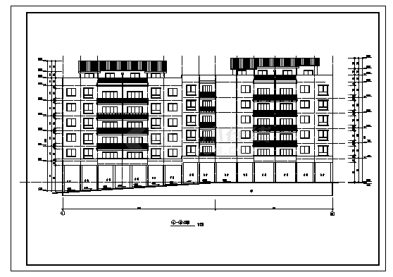 六层底框结构住宅楼建筑施工cad图(带地下室，跃层设计，共十二张)-图一