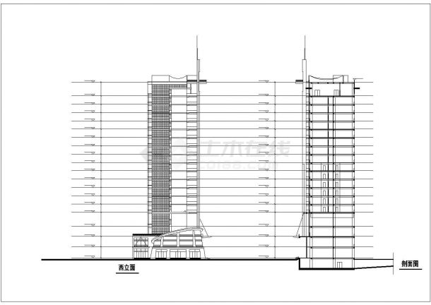 上海某1.9万平米19层框架结构科技信息中心办公楼建筑设计CAD图纸-图一