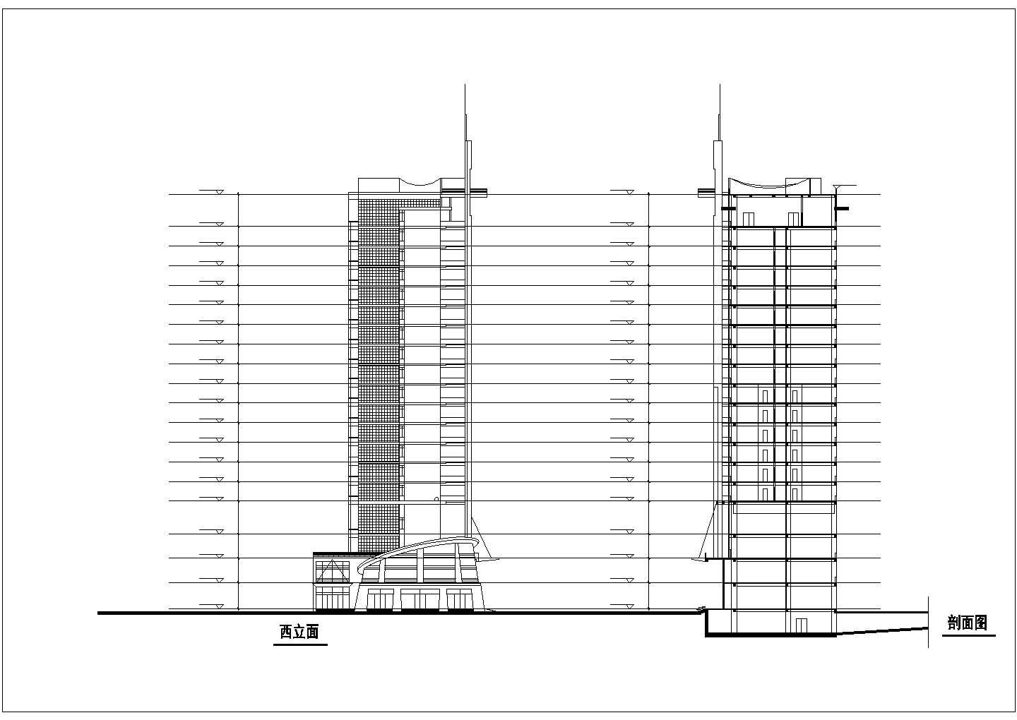 上海某1.9万平米19层框架结构科技信息中心办公楼建筑设计CAD图纸