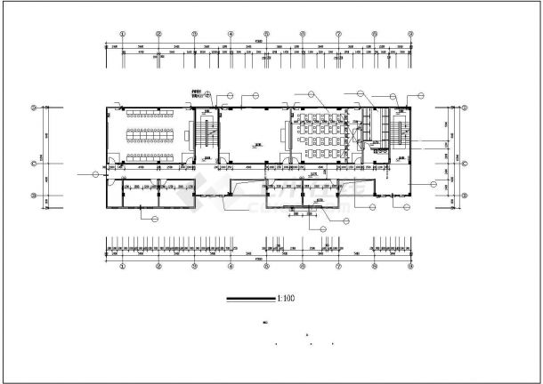 某小学五层框架结构多功能教学楼设计cad建筑施工图（标注详细）-图二