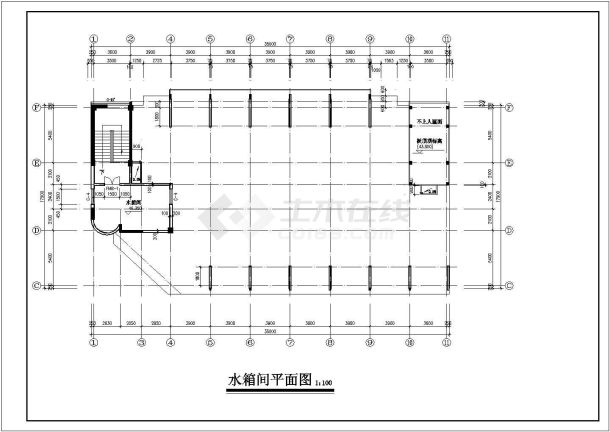 1.1万平米13层钢混框架结构商务酒店建筑设计CAD图纸（不含水箱层）-图一